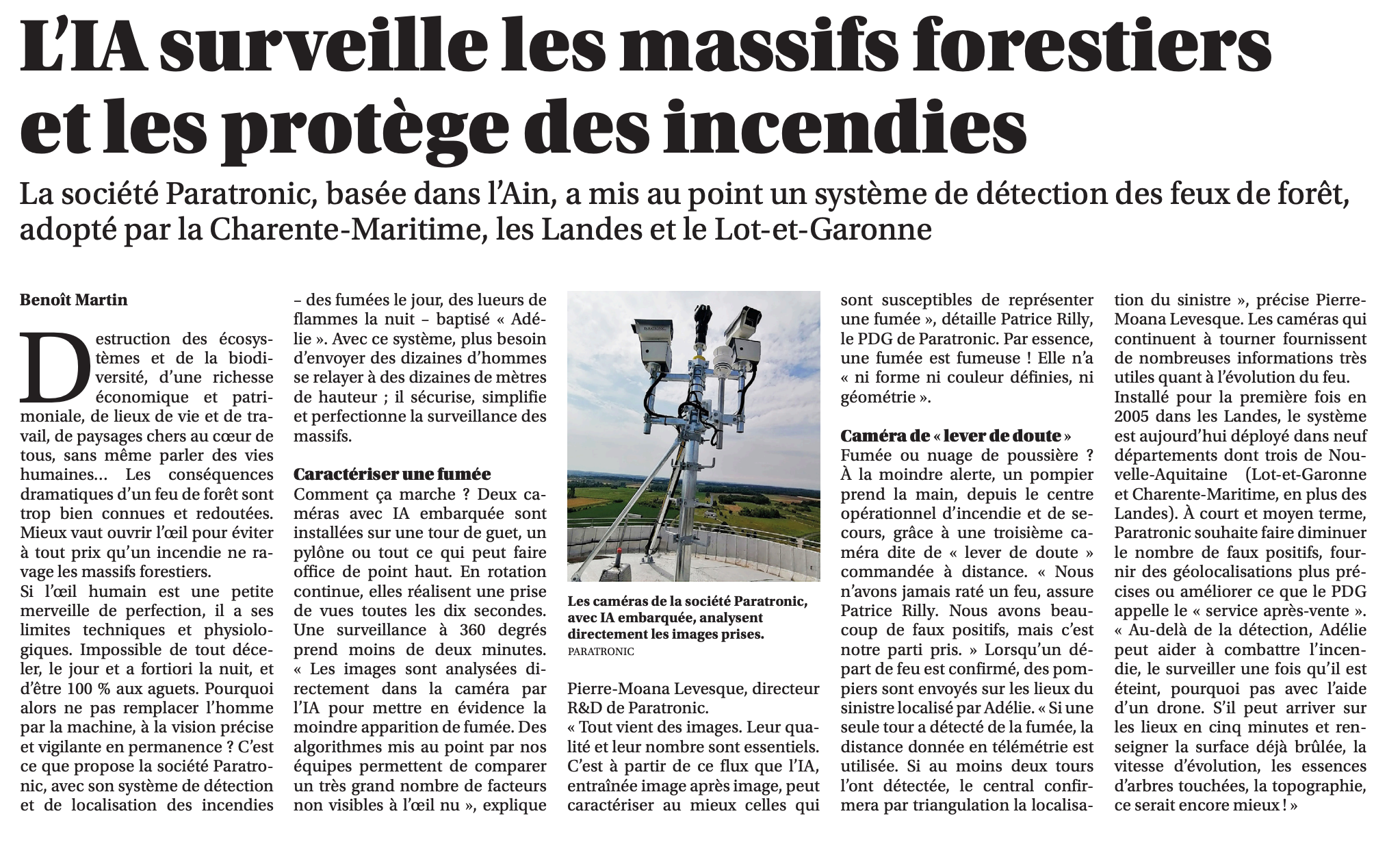 IA système ADELIE, surveillance des feux en milieux naturels